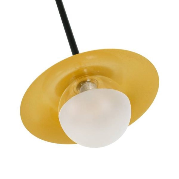 Bell Adjustable Minimal Modern 2-Light Linear Black Ceiling Light with Golden Bells JOLIET