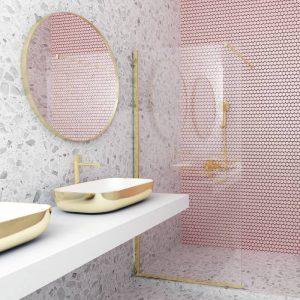 Orabella Serena Brushed Gold Wet Room Screen 8mm with Wall Arm Support 185H