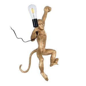 Μοντέρνο Χρυσό Διακοσμητικό Φωτιστικό Τοίχου Απλίκα Πίθηκος με Διακόπτη και Πρίζα 01806 Apes Globostar