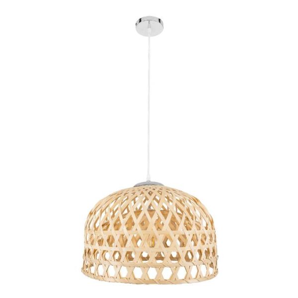 Vintage 1-Light Ceiling Pendant With Beige Bamboo Shade Ø50 00716 MANGEA globostar