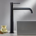 High Rise Black Mat Italian Basin Mixer Tap with Waste 12507-400 New Tech La Torre