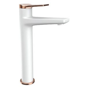 Andare WNW168B73PH-RG Modern White/Rose-Gold Single Lever High Basin Mixer Tap