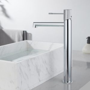 Orabella Terra Modern Chrome Single Lever High Basin Mixer Tap with Waste