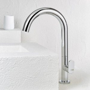 High Rise Basin Faucet with Waste Chrome 500041-100 Slim Armando Vicario