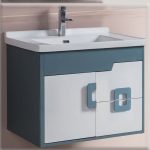 Hotel Blue White PVC Wall Hung 2 Drawer & 1 Door Vanity Unit with Wash Basin 81×48