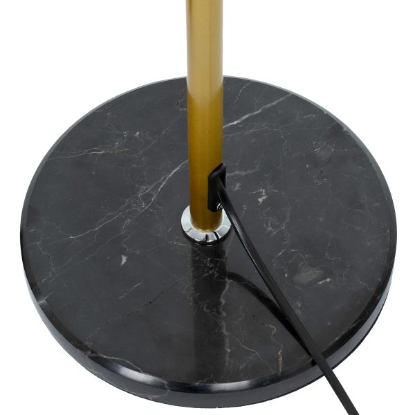 Στρογγυλη σκουρα μαυρη βαση απο χρυσο επιδαπεδιο φωτιστικο με καλωδιο globostar globodecor