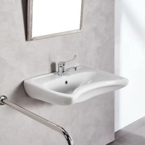 TEMA EN1601 White Wall Hung Special Needs Accessible Wash Basin 60x49