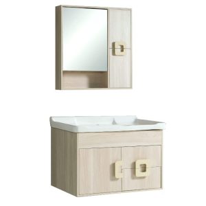 PVC Wall Hung 2 Drawer & 1 Door Vanity Unit with Wash Basin & Mirror 81x48 Hotel Cappucino