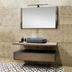 Ariadni Rustic Solid Wood Wall Hung Bathroom Furniture Set 100x50