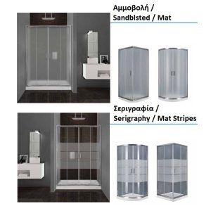 Glass options for shower bath screen Aquarelle
