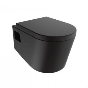 Huida Skay Black Matt Wall Hung Toilet with Soft Close Seat 36x56