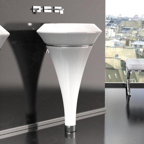 free standing bathroom sink round modern with led light Glass Design Isola Ø48,5