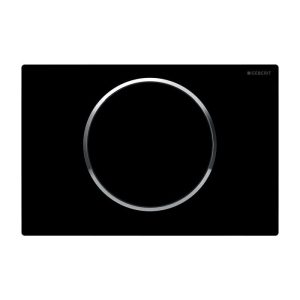 115.758.KM.5 Sigma 10 Geberit Πλακέτα για Εντοιχισμένα Καζανάκια Μαύρη με Στρόγγυλο Μπουτόν