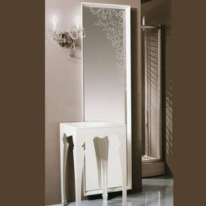Luiss Less Retro MDF White Matt Floor Standing Bathroom Furniture with corian basin and mirror